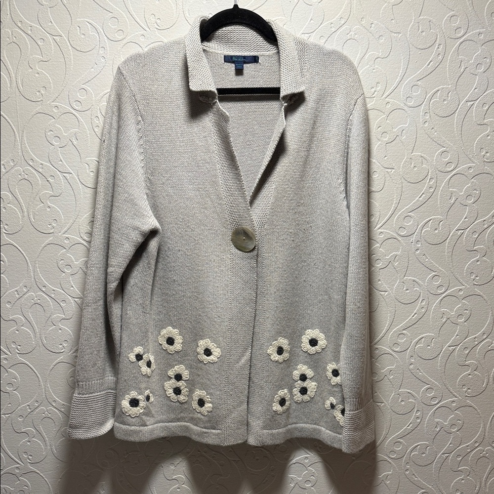 Boden Grey Sweater  with Floral Details